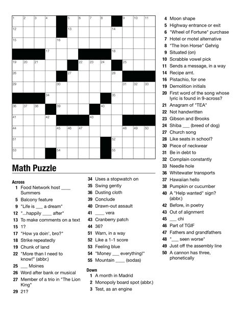Printable Puzzles For High School Students Printable Crossword Puzzles