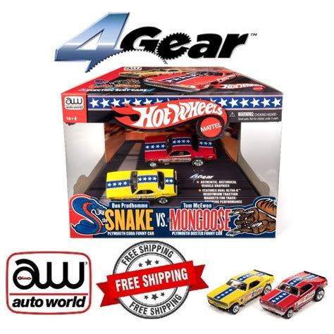 Auto World Mattel Sc2pk001 Hot Wheels Snake And Mongoose 2 Pack 4gear Ho