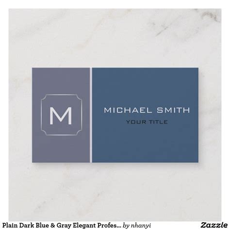 Plain Dark Blue And Gray Elegant Professional Modern Business Card