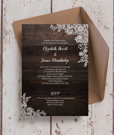 Rustic Wood And Lace Wedding Invitation From £100 Each