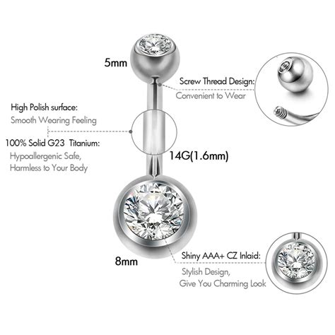 G23 Titanium Double Gem Navel Piercing Belly Button Ring Buy G23 Titanium Navel Piercing