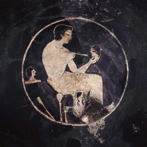 Drinking Cup Kylix With Man Painting A Head Museum Of Fine Arts