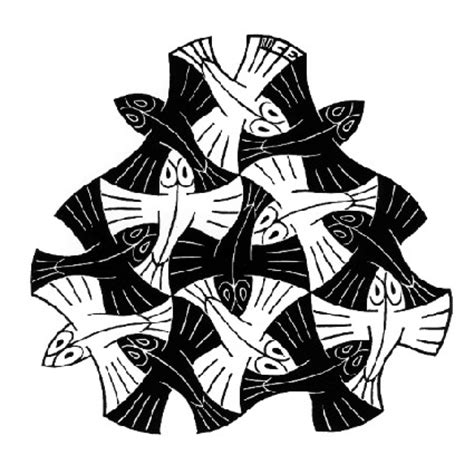 7 Black And 6 White Fishes 1954 M C Escher WikiArt Org