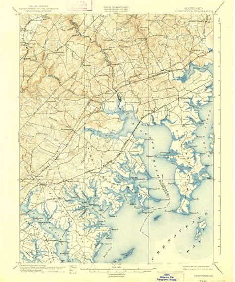 Gunpowder Maryland 1901 1939 Usgs Old Topo Map 15x15 Quad Old Maps
