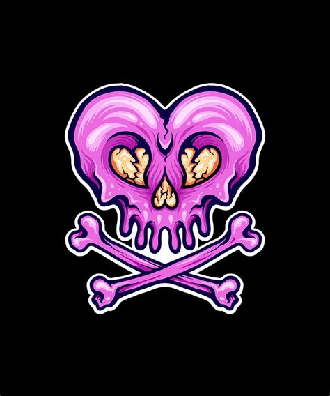 Purple Heart Skull Valentine Skull With Eyes Digital Art By Licensed Art