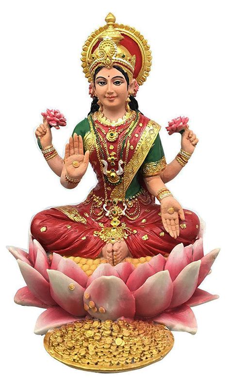 Buy Pacific Trading Lakshmi Hindu Goddess On Lotus Statue Sculpture Online At Desertcartcayman