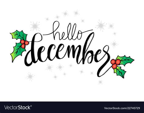 Hello December Lettering Greeting Card Royalty Free Vector