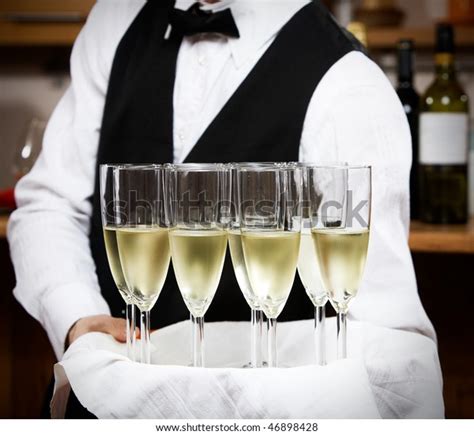 Professional Waiter Uniform Serving Wine Stock Photo Edit Now 46898428