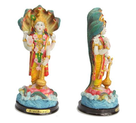 Indian Hindu God Vishnu Standing Murti With Snake Head Idol