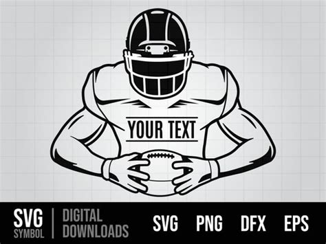 Football Player Holding Football Svg Football Player Body Etsy