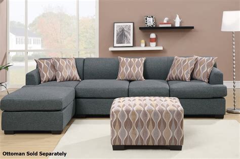 Find new sectional sofas for your home at joss & main. Poundex Montreal III F7971 F7973 Grey Fabric Sectional ...