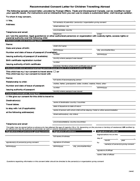 Ssurvivor Consent Form For Minor To Travel With Relative