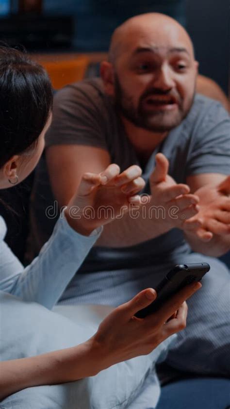 Desperate Couple Doing Their Accounts Stock Image Image Of Female Couch 31556863