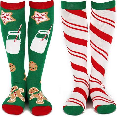 Lavley Womens Knee High Novelty Christmas Socks Gnomes Trees Cookies Candy Green