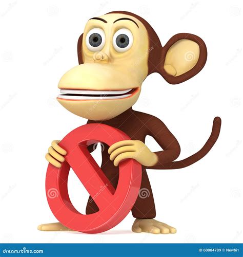 3d Funny Monkey With No Sign Stock Illustration Illustration Of