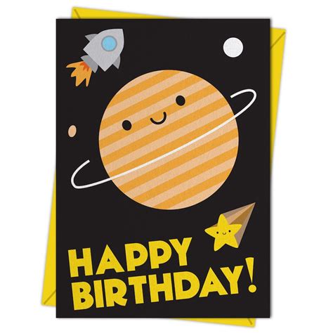 Kawaii Space Happy Birthday Card Etsy