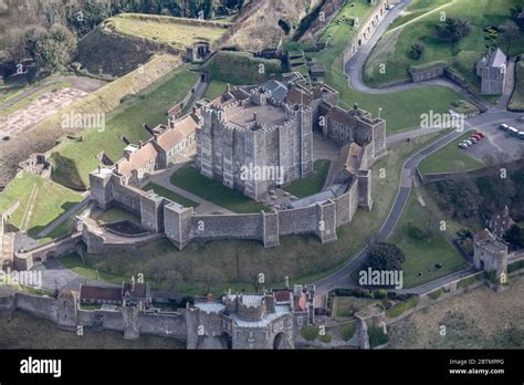Aerial View Of Dover Castle In England Stock Photo Alamy