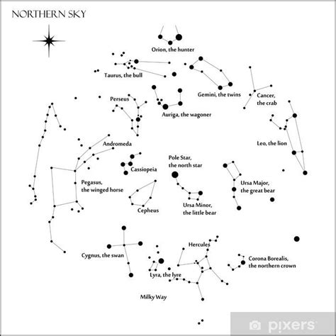 Wall Mural Star Map Northern Sky Constellations Pixersuk Carte Du