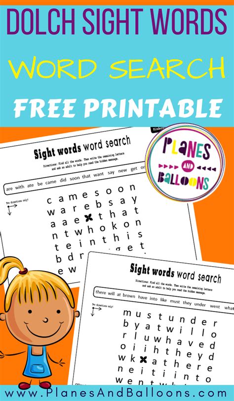 The Dolch Sight Words Word Search Printable
