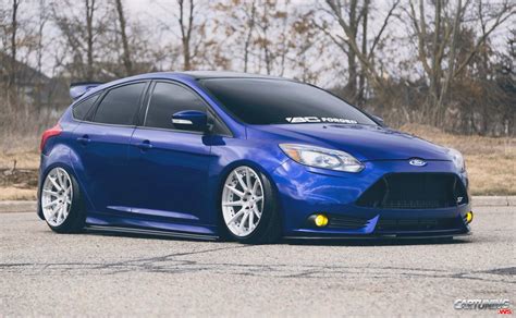 Blue Widebody Ford Focus St Forgestar F14 Wheels In Gloss Black