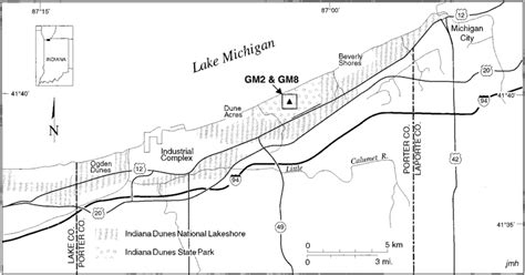 Location Of The Indiana Dunes National Lakeshore And The Two Core