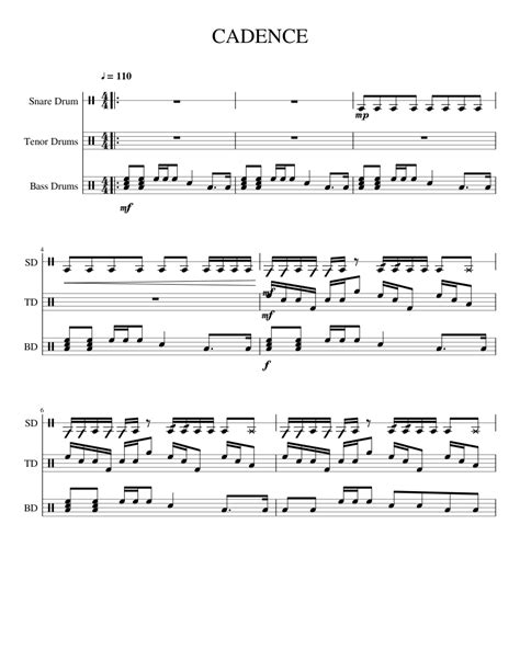 Aug 14, 2014 — learn the fundamentals of learning to read bass guitar tab and sheet music for bass guitar. CADENCE Sheet music for Snare Drum, Bass Drum, Tenor Drum ...