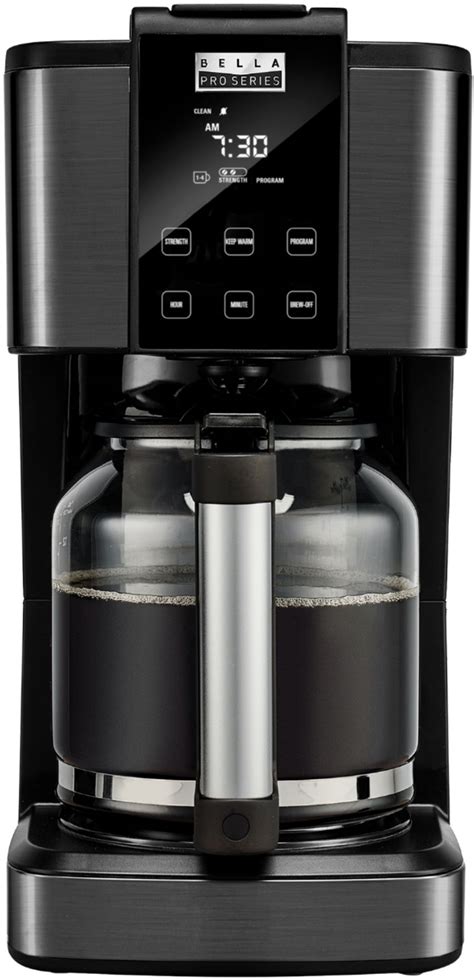 Bella Pro Series 14 Cup Touchscreen Coffee Maker Black Stainless Steel