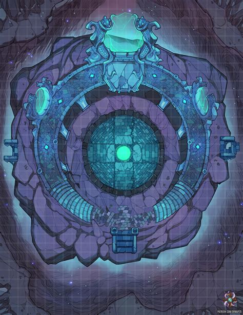 [oc][art] underground magic portals battle map 27x35 r dnd