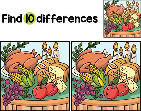 Thanksgiving Feast Find The Differences 26152708 Vector Art At Vecteezy