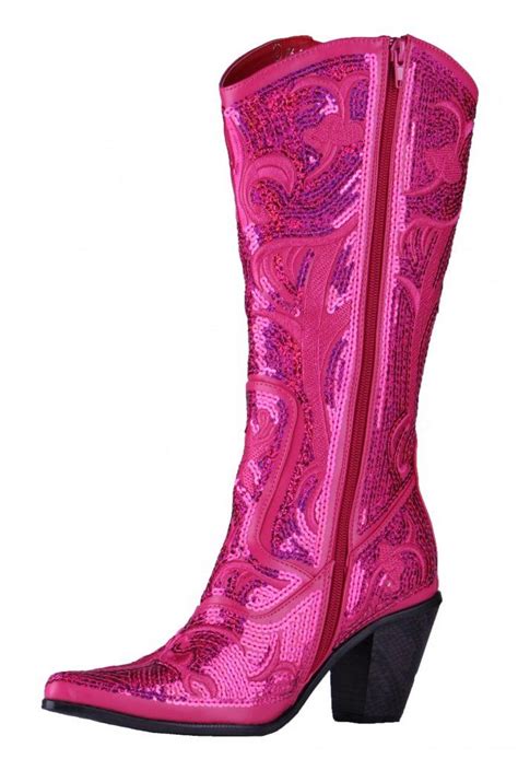 Helens Heart Fuschia Blingy Sequins Cowboy Bling Boots Pink Cowgirl