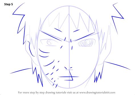 How To Draw Obito Uchiha Face From Naruto Naruto Step By Step