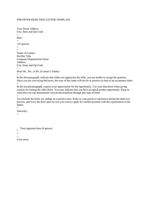 Job Rejection Letter Sample And Template In Word And Pdf Formats