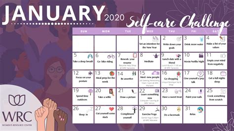 January Self Care Calendar Selfcarecharts