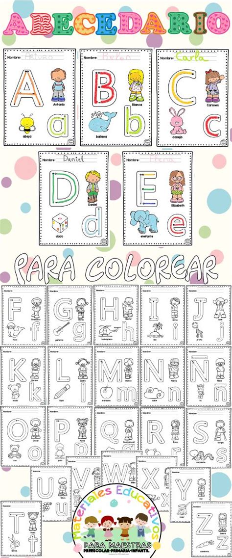 Abecedario para colorear con imágenes para imprimir Con letras en