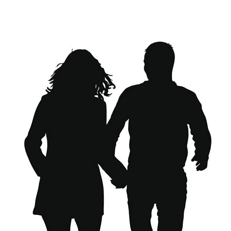 Set Couples Man And Woman Silhouettes On A White Background Vector