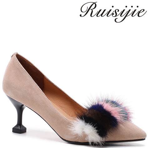 Ruisijie New Style Fashion High Heel Shallow Mouth Pointed Toe Appointment Slip On Autumn And