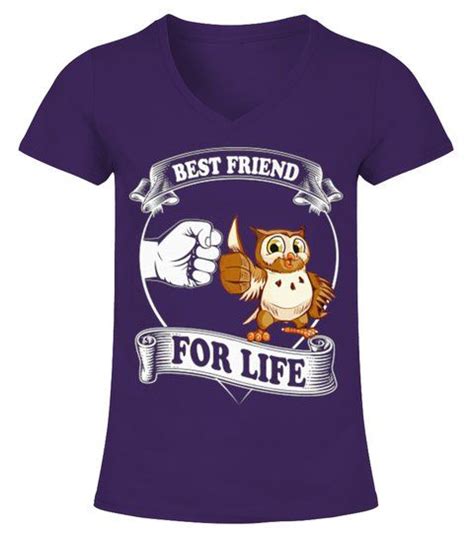 New Owl Best Friend For Life V Neck T Shirt Woman Shirts Tshirts