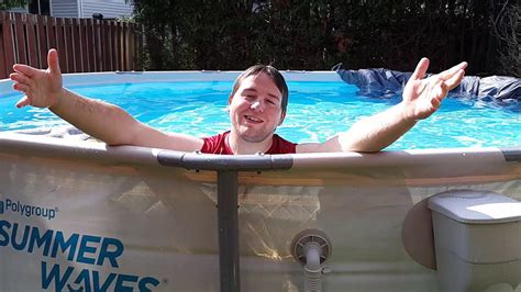 Cooling Off In Are Brand New Pool....Which Was Installed 2 Months Ago🤣🏊