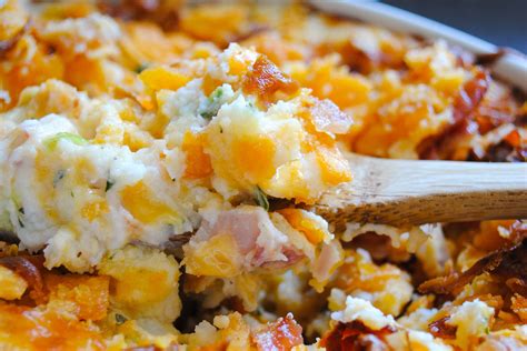 The mashed potatoes are fully loaded and make up the base of this . Leftover Mashed Potato Recipe: Loaded Mashed Potato Bake ...