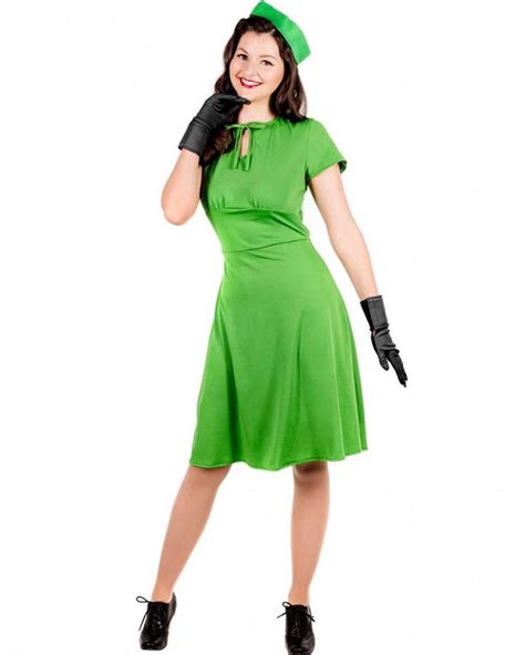 1940s Lady Womens Costume Elegant Green Dresses Costumes For Women 1940s Outfits