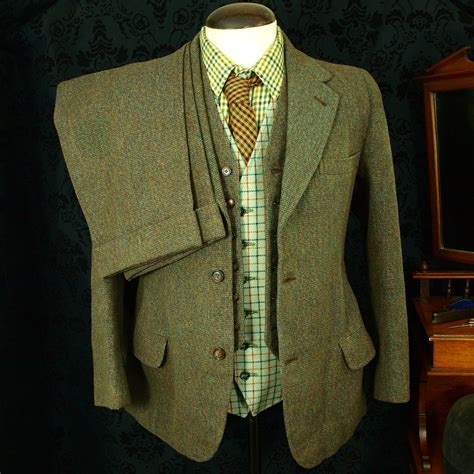 Rare Mens Vintage Tweed 3 Piece Suit Waistcoat Trousers Circa 20s 30s