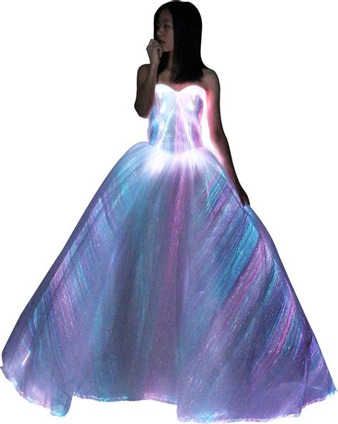 Led Light Up Fiber Optic Formal Luxury Glowing Party Wedding Dress Luminous Bridal Gown At