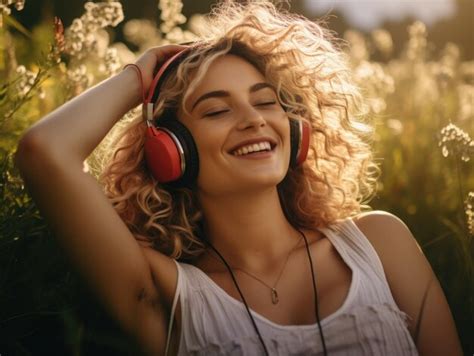 Premium Ai Image Woman Wearing Headphones Listening To Music