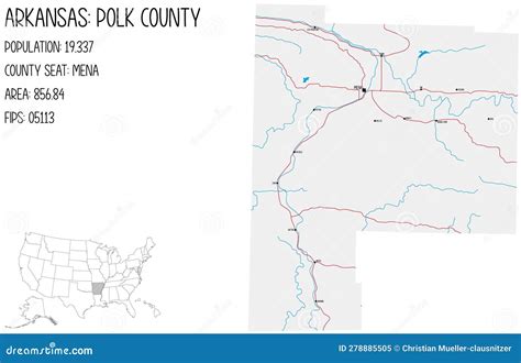 Map Of Polk County In Arkansas Usa Stock Vector Illustration Of