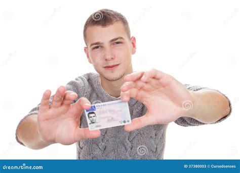 Young Man Showing His Driver License Stock Image Image Of Adolescence
