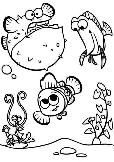 Puffer Fish With Nemo Coloring Page : Kids Play Color