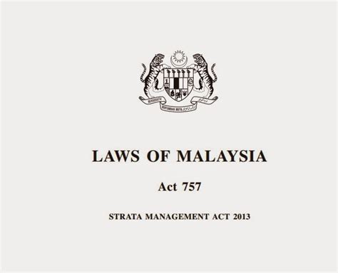 It is now known as act 757. Malaysia Strata Title Act and JMB Duty and Responsible ...