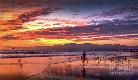 Fiery Sunset Jog Moment In Time Photograph By David Zanzinger Fine