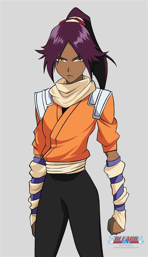 an anime character with purple hair and black pants