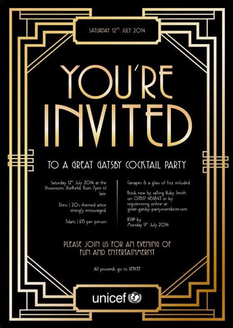 Gatsby Party Invites Superb Gatsby Party Invitation Gatsby Party